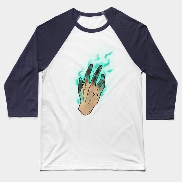 Fireball (Teal) Baseball T-Shirt by Nic Stylus